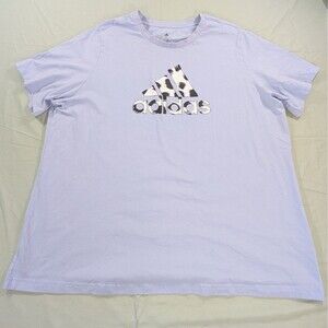 Adidas Shirt Womens 3X Periwinkle Black White Logo Graphic Tee